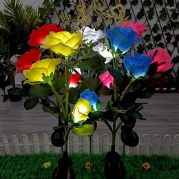 Kleurverandering zonne -roos bloem lamp led tuin decoratie waterdicht buiten landschap gazon huis rgb nachtlichten