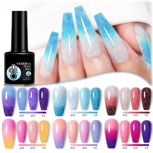 Couleur changeante Auroras Gel thermique vernis à ongles nu violet paillettes étincelles longue durée manucure ongles Art Gel vernis 240105