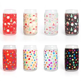 Kleur veranderende glazen mok voor koude dranken Kerstpatroon Kantoor Home Party Drinkware Tumbler