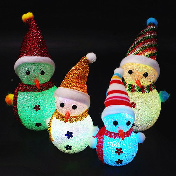 Crestech LED à couleur changeante Festival bonhomme de neige veilleuse décor à la maison ornements de noël veilleuses lampes EVA
