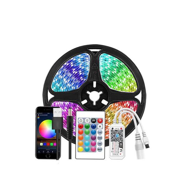 Tiras LED que cambian de color Iluminación 16.4 pies SMD 5050 RGB Tira de luz con controlador Bluetooth Sincronización con música Aplicar para TV Dormitorio Bar Fiesta Hogar usastar