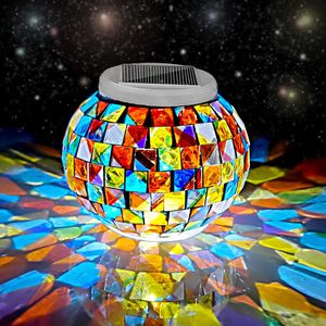 Lampe solaire Led à couleur changeante, boule de mosaïque, luminaire d'extérieur, luminaire décoratif d'extérieur, idéal pour un jardin ou une nuit