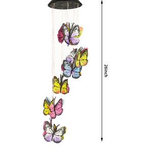 Changer de couleur Énergie solaire Varil Crystal Crystal Butterfly Termroproping Outdoor Windchime For Patio Yard Garde Solar Lampe décor