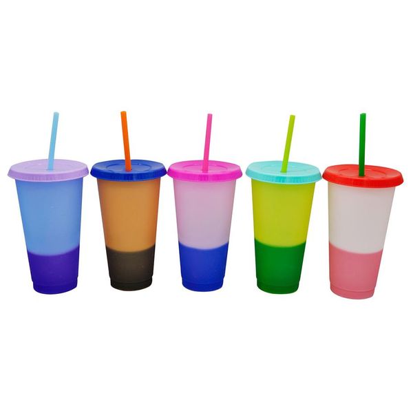Tasse de stade changeant de couleur 24 onces tasses en plastique en 5 couleurs tasses changulantes