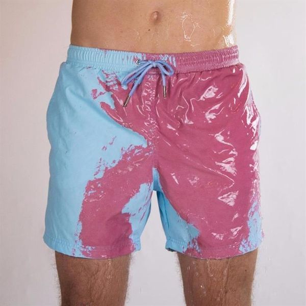Pantalones cortos de baño que cambian de Color para hombre, pantalones cortos de secado rápido con decoloración del agua, pantalones cortos de surf para hombre, bañadores geniales, bañadores para playa, Suit248u