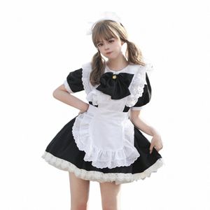 Couleur Cosplayer Noir Blanc Lolita Dr Femmes Maid Apr Dr Bow Tie Café Cosplay Costume Anime Halen Servante Outfit l8AX #