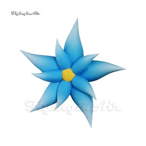 Flores personalizadas en color Globo de flores inflable azul 2 m / 3 m colgante Flor artificial como estrella de mar con luz LED para decoración de fiesta de carnaval