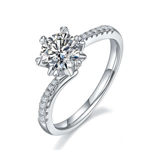 Bague moissanite couleur D VVS, coupe ronde 1CT, bijoux fins pour femmes, diamant de fiançailles, bagues en or massif 18 carats, vente en gros