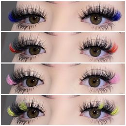 Kleur wimper mink 3d nep lashes natuurlijke lange 20 mm gekleurde wimper wimpers feest make -up kit kleurrijke valse oogwimpers