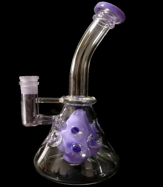 Color Fab Hagg Hogarahs Vidrio Vidrio Beaks Bongs Showerhead Perco Bong 9 pulgadas Mini reciclador DAB Rig Tubos de agua Pequeñas plataformas de aceite Burbbler Tubo liso