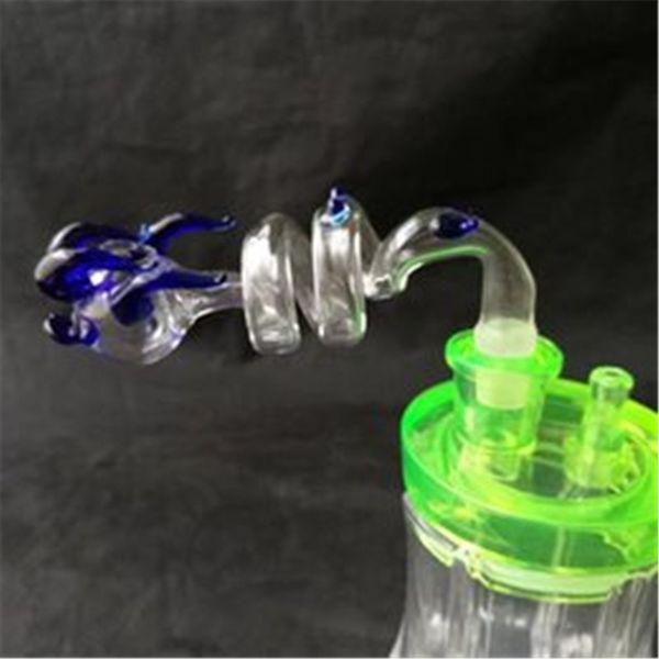 Bangs en verre de chaudière en spirale de robinet de couleur avec des accessoires en gros de bongs en verre, narguilé en verre, fumée de pipe à eau