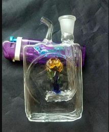 Accessoires de bongs en verre de verre de fumée d'eau en forme de fleur en forme de fleur de couleur