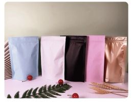 Kleur Frosted Tea Aluminium Folie Verpakkingszakken Zipper Zelfafhankelijke zelfstandige tas Verzeilde snack Candy Food Bag kan worden aangepast LL