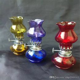 Lampe à alcool en verre de couleur Bongs en gros Tuyaux de brûleur à mazout Conduites d'eau Pipe en verre Plates-formes pétrolières Fumer