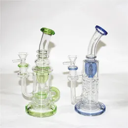 Kleurglas Bong Recycler Dab Rig Oil Rig Glass Water Pijp 9 inch Heady Glass Bubbler met 14 mm Bowl