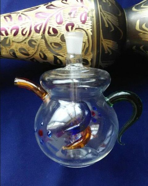 Cachimba de tetera de vidrio de color Venta al por mayor Bongs de vidrio Quemador de aceite Tubos de agua de vidrio Plataformas petroleras sin fumar