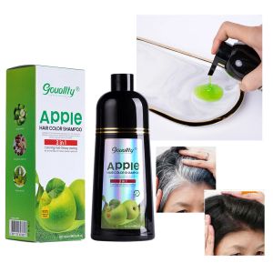 Color Gouallty – shampoing colorant pour cheveux noirs, formule verte, bio, facile à utiliser, résultat rapide en 5 minutes, couleur pomme pour couvrir les cheveux gris et blancs