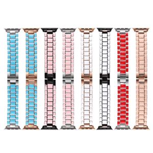 Bracelet à grille de couleurs Bracelet en métal pour Apple Watch série 6 5 4 SE bracelets de mode de luxe iwatch 44mm 42mm 40mm 38mm bracelets de montre accessoires intelligents