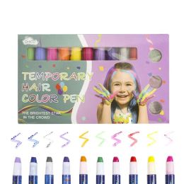 Kleur haarkrijt wateroplosbare tijdelijke haarkleur pen kleurstof potlood wasbaar 10 kleuren haarkrijt Halloween cadeau voor kinderen meisjes vrouwen