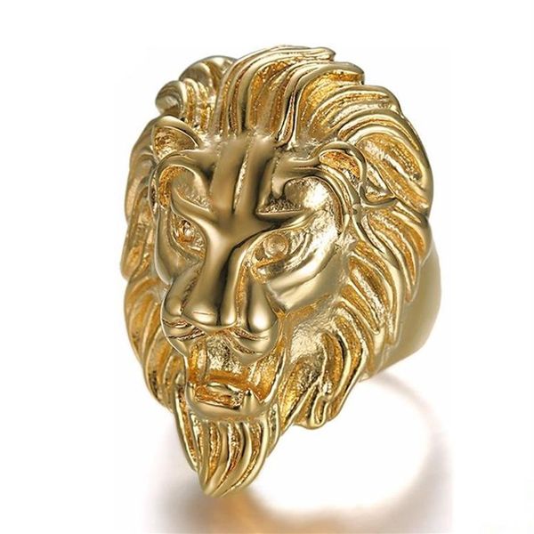 Bague Animal de couleur de haute qualité pour hommes, anneaux de Lion en acier inoxydable 316L, Rock Punk, bijoux tête de Lion, Cluster307A