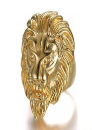 Color de alta calidad Animal Ring Men039s Lion Rings 316L Acero inoxidable Rock Punk Men Lion039s Head Jewelry Cluster3840141