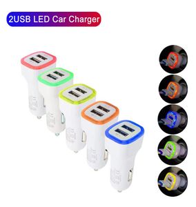 Adaptador de corriente portátil 5V 1A del vehículo del coche del Usb dual del cargador del coche del LED de la luz del color