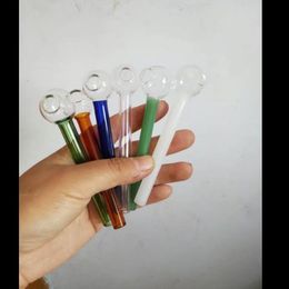 Couleur longue droite brûleur bongs accessoires brûleur à mazout tuyaux en verre conduites d'eau tuyau en verre plates-formes pétrolières fumer avec compte-gouttes bongs en verre Acc