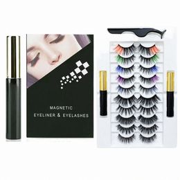Eyeles magnétiques de couleur et Eyeliner liquide imperméable Set coloré Faux Les Faux Cils outil de maquillage réutilisable Set p1Uf #