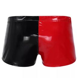 Kleur bijpassend zwart slipjes heren PVC hoogglans patentleer briefs sexy shorts