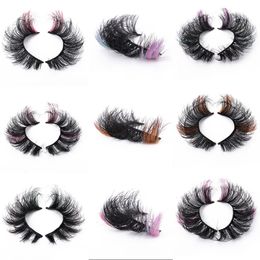 Kleur Mink Washes Gekleurde Fux Mink False Wimpers Dramatische Pluizige Propy Lange Dikke Kleurrijke Wimper Voor Kerstfestival Cosplay Party Eyes Makeup Extension