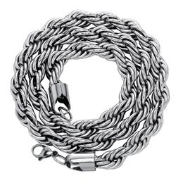 Couleur ne se fane jamais 10mm 18/22 pouces en acier inoxydable corde torsadée collier pour hommes femmes mode bijoux cadeau