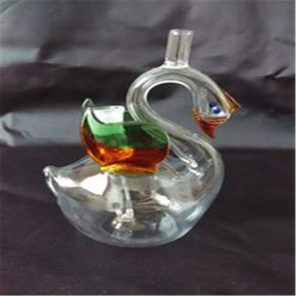 Color de la cachimba del cisne Bongs de vidrio al por mayor Tubos de quemador de aceite Tubos de agua Tubos de vidrio Plataformas petroleras Fumar