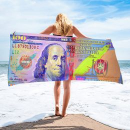 Couleur à cent dollars USA Bill Bill Towels de plage Femmes hommes maison salle de bain extérieure sports de salle de bain sec de plage de plage pour enfants adultes pour enfants