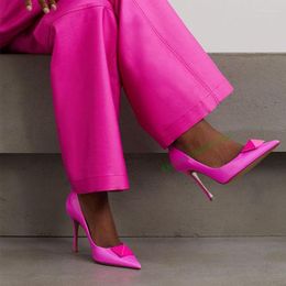 Color Sandalias de punta puntiaguda Pure High Heels Slip On Fashion Diñonero Rose Rojo Sexy Stiletto Shoes Fahi Rhinete Roe Zapato