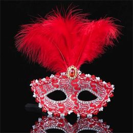 Couleur Premium cuir plume masque mascarade Halloween fêtes carnaval masques robe Costume dame cadeaux fête masques GC1846