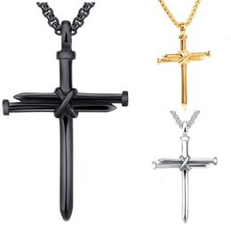 Préservateur de couleurs Cross à ongles en acier en alliage et collier pendentif pour femmes