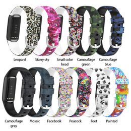Bande de silicone de bracelet d'impression de couleur pour Fitbit Luxe Bracelet Straps Bracelets de montre de remplacement pour Fitbit Luxe Accessoires Correa