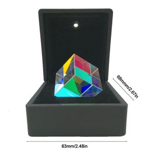 Prisme de couleur prisme carré prisme de collecte de couleurs Cube à 6 côtés avec boîte à lumière lentille en verre optique miroir dichroïque croisé 240102