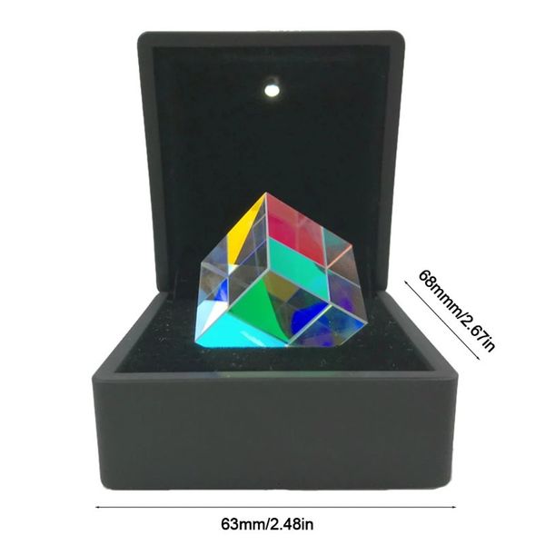 Prisme de couleur prisme carré prisme de collecte de couleurs Cube à 6 côtés avec boîte à lumière lentille en verre optique miroir dichroïque croisé 231229