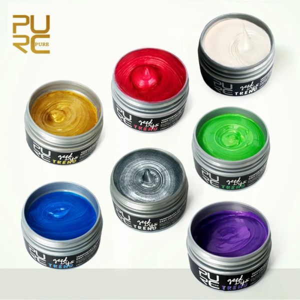 Color PURC One Time Hair Color Wax 7 colores Ceras para el cabello DIY Styling Pomade Gold Grandma Grey Tinte para el cabello desechable Salud Cuidado del cuero cabelludo 100 g