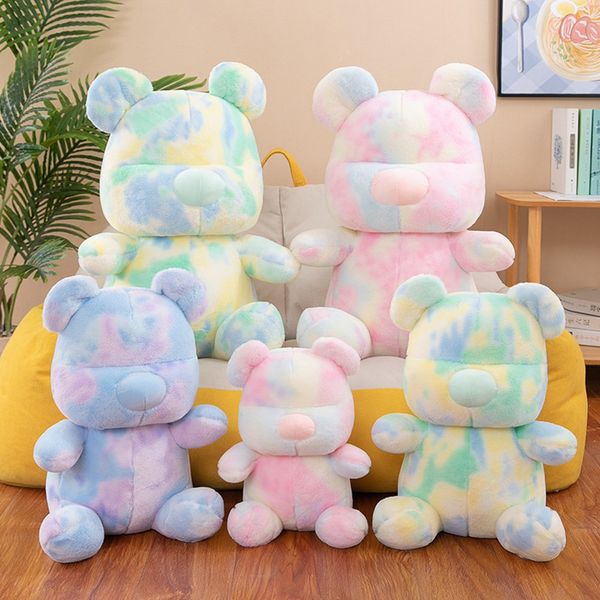 Couleur arc-en-ciel ours en peluche poupée Kawaii mignon animaux en peluche doux bébé apaisant jouets oreillers de couchage cadeaux pour enfants filles jouets 2150