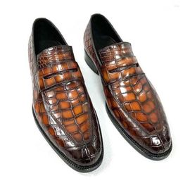 Chaussures de couleur hommes masculins Brosse Hongsen Robe Crocodile Bendly Business Pure Handmade 568 168