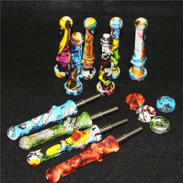 Kit de nectar de silicone de couleur de fumer avec des pointes en titane de quartz 14mm Mini NC Dab Tool pour pipe à eau en verre Bongs