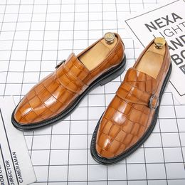 Color Men sólidos zapatos de piedra Patrón de monje Pu Belrtle Fashion Farty Casual Farty Daily Versátil 35
