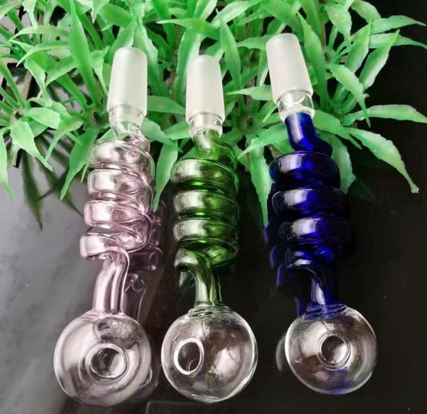 Accesorios de bongs de vidrio de olla recta en espiral de color ﾠ, pipas de fumar de vidrio coloridas mini multicolores Pipas de mano La mejor cuchara de vidrio