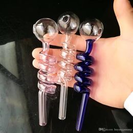 Narguilé de vidro colorido em espiral para cachimbo de água por atacado, acessórios para tubos de água de vidro, frete grátis