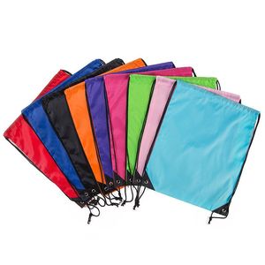 Kleur String Solid Drawring Back Pack Cinch Sack Gym Tote Bag School Sportschoentassen S S