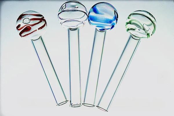 Tuyaux de brûleur à mazout en verre à rayures de couleur pyrex de haute qualité tuyaux en verre de tabac à main dab plates-formes à vendre ZZ