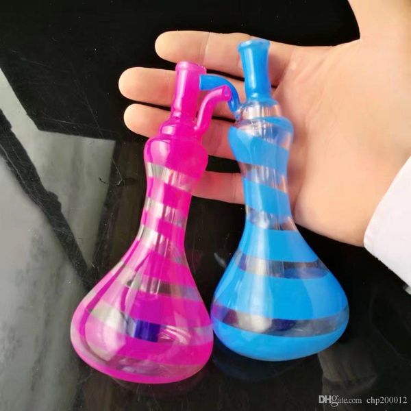 Florero de rayas de color, accesorios de bongs de vidrio al por mayor, pipa de agua de vidrio para fumar, envío gratis