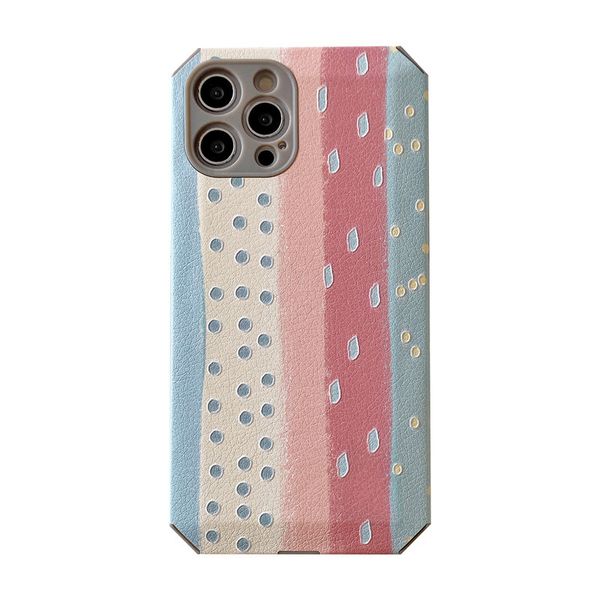 Coque de téléphone portable à rayures colorées Wave Dot 11pro/12mini Coque de téléphone portable adaptée pour IP 8plus/XR Coque souple Huawei Housse de protection pour téléphone portable Mate40